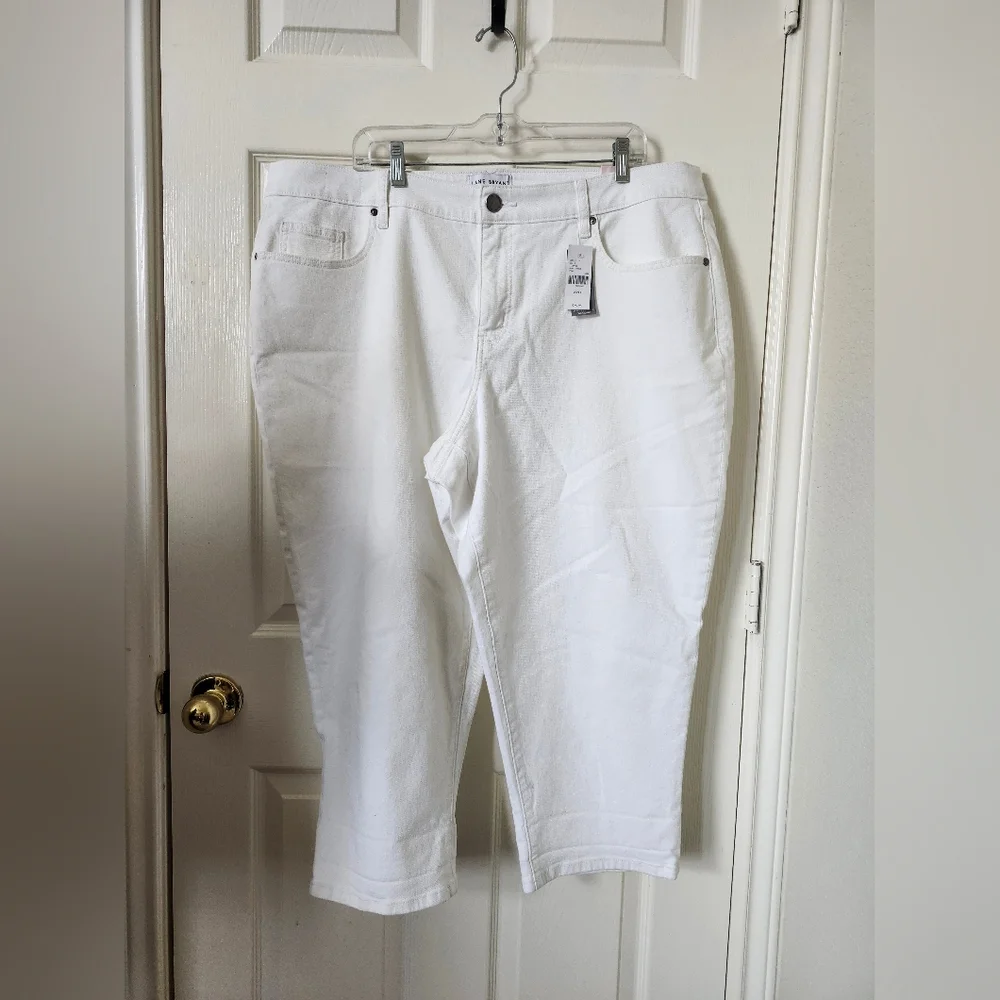 Lane Bryant Mid Rise White Ankle Cropped Jeans 20 Petite
